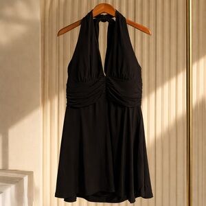 wild fable Black Halter Ruched Cocktail Dress